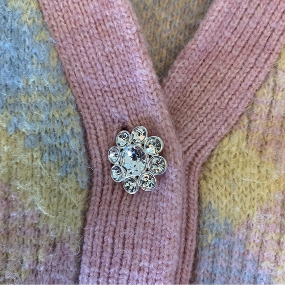 Zara Pink & Yellow Argyle Cardigan S - Picture 6 of 8